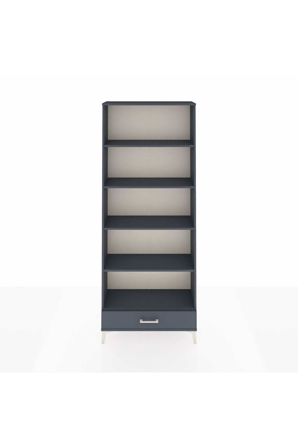 Arges Dolap 5 Raflı Tek Çekmeceli 88x30x221 Antrasit-Antrasit
