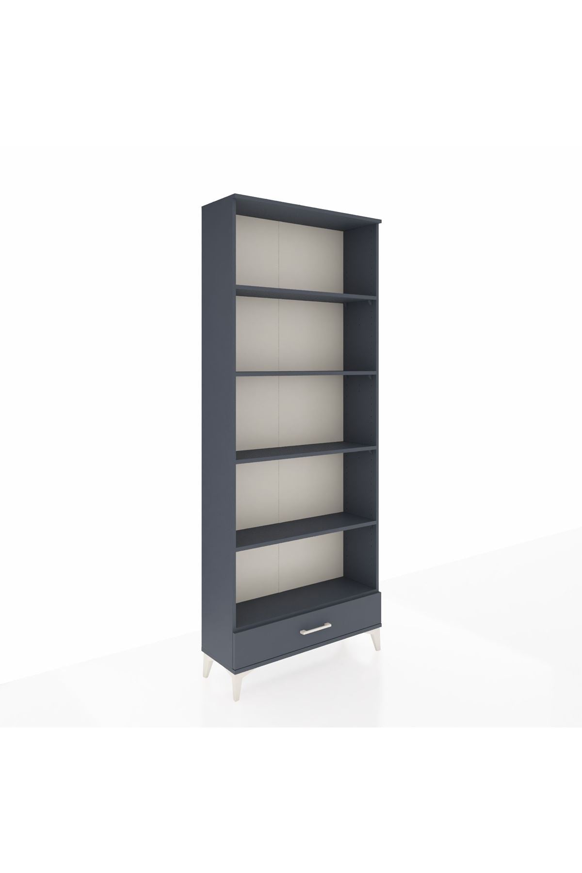 Arges Dolap 5 Raflı Tek Çekmeceli 88x30x221 Antrasit-Antrasit