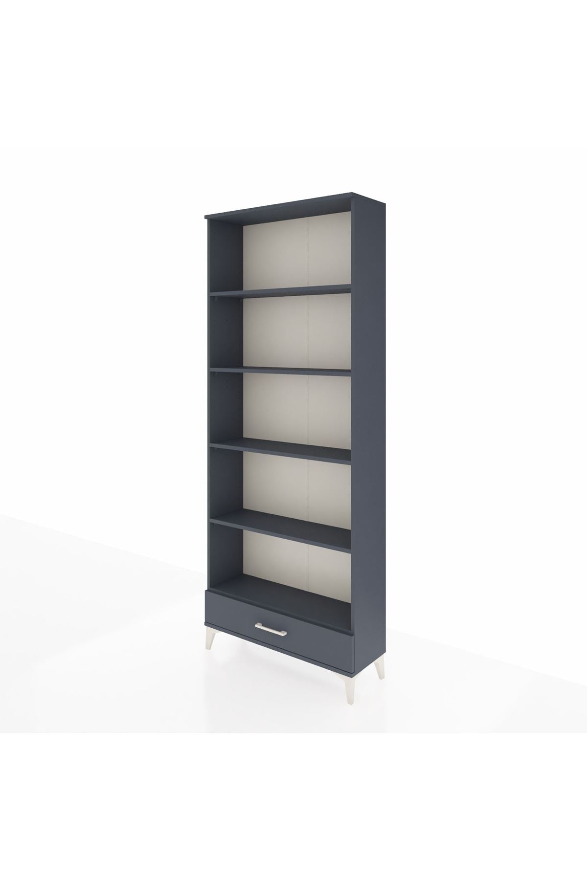 Arges Dolap 5 Raflı Tek Çekmeceli 88x30x221 Antrasit-Antrasit