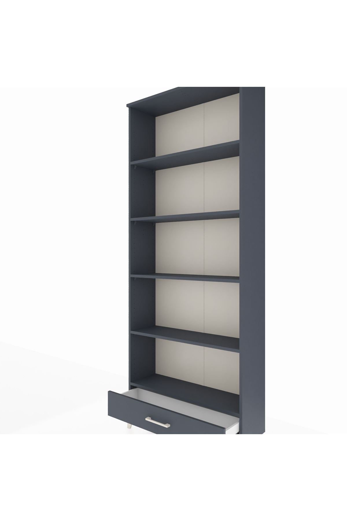 Arges Dolap 5 Raflı Tek Çekmeceli 88x30x221 Antrasit-Antrasit