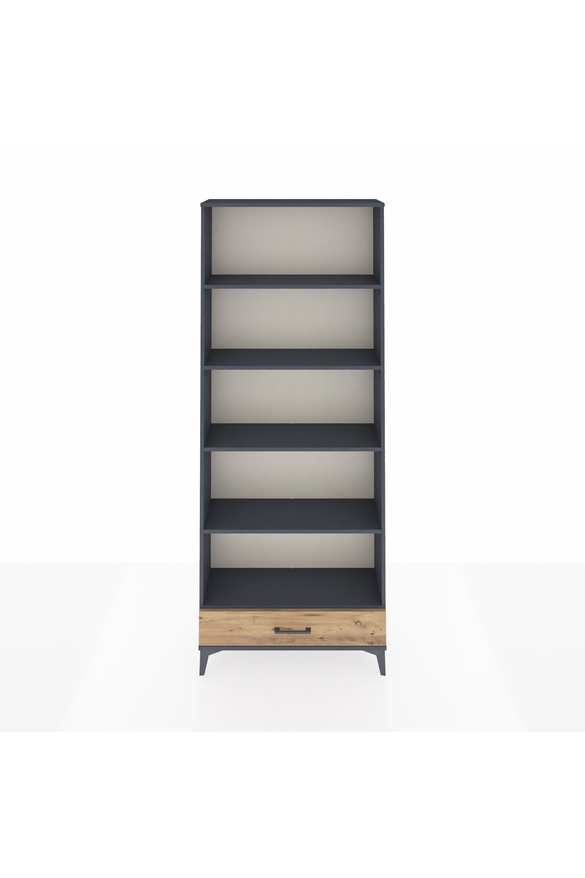 Arges Dolap 5 Raflı Tek Çekmeceli 88x30x221 Antrasit-Çam