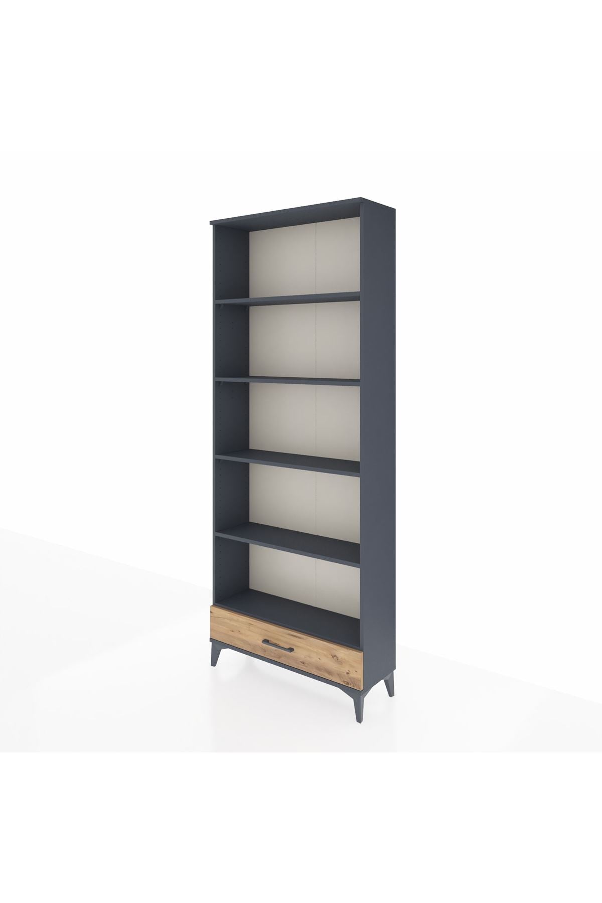 Arges Dolap 5 Raflı Tek Çekmeceli 88x30x221 Antrasit-Çam
