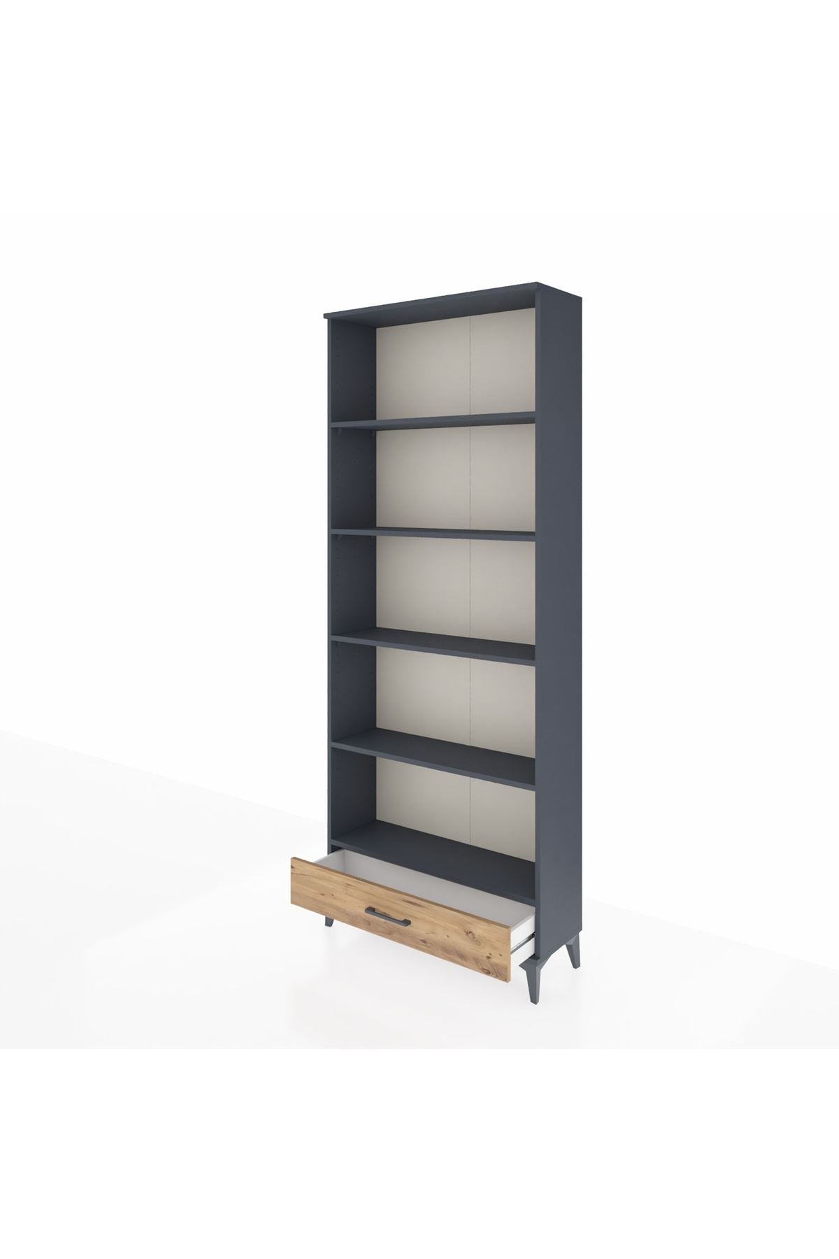 Arges Dolap 5 Raflı Tek Çekmeceli 88x30x221 Antrasit-Çam