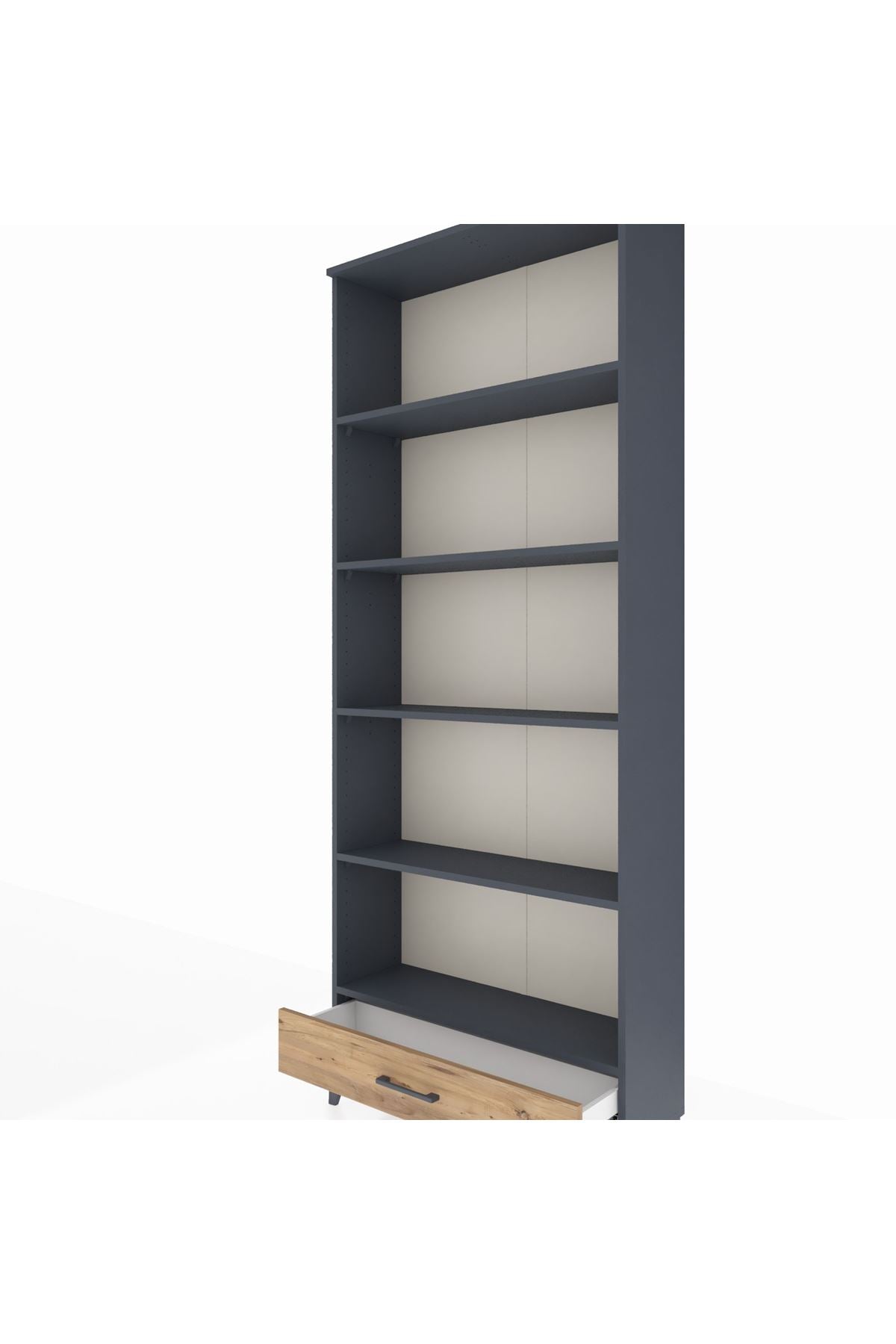 Arges Dolap 5 Raflı Tek Çekmeceli 88x30x221 Antrasit-Çam