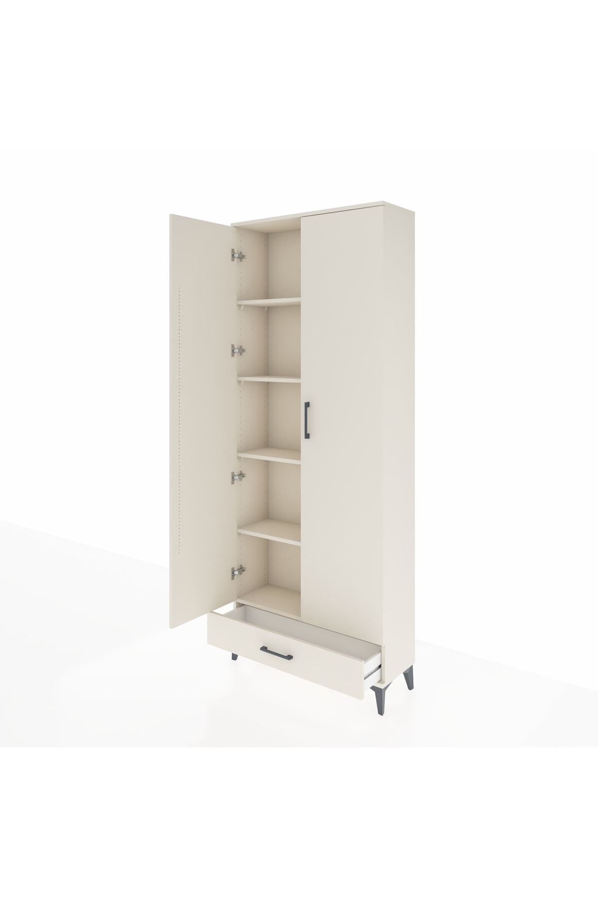 Arges Dolap 5 Raflı Tek Çekmeceli 2 Kapaklı 88x30x221 Aytaşı-Aytaşı