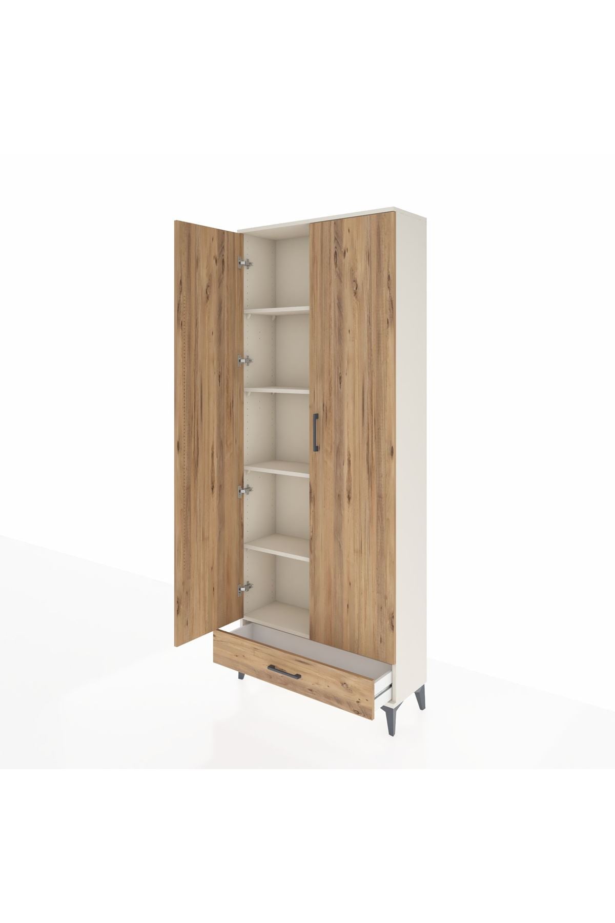 Arges Dolap 5 Raflı Tek Çekmeceli 2 Kapaklı 88x30x221 Aytaşı-Çam