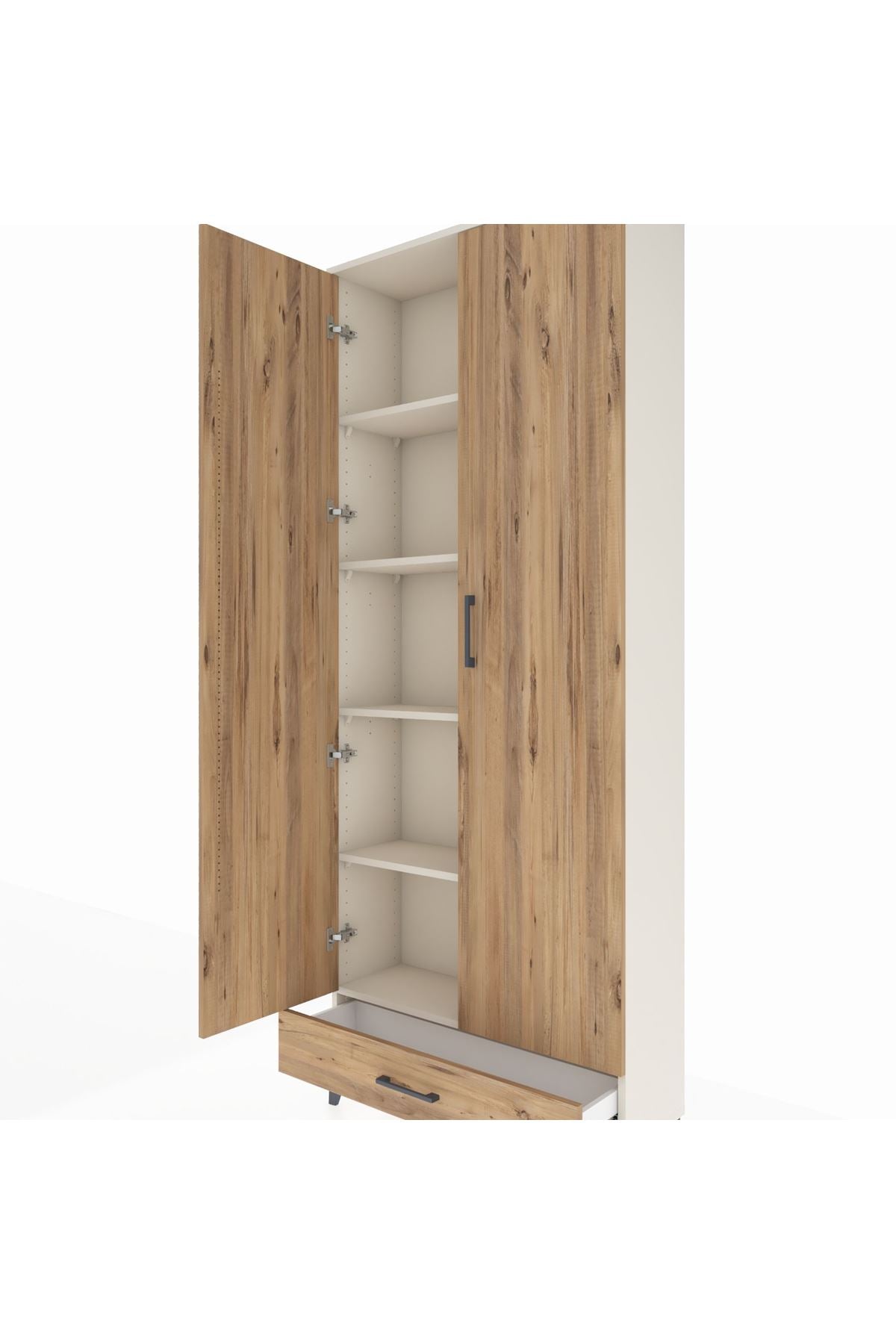 Arges Dolap 5 Raflı Tek Çekmeceli 2 Kapaklı 88x30x221 Aytaşı-Çam