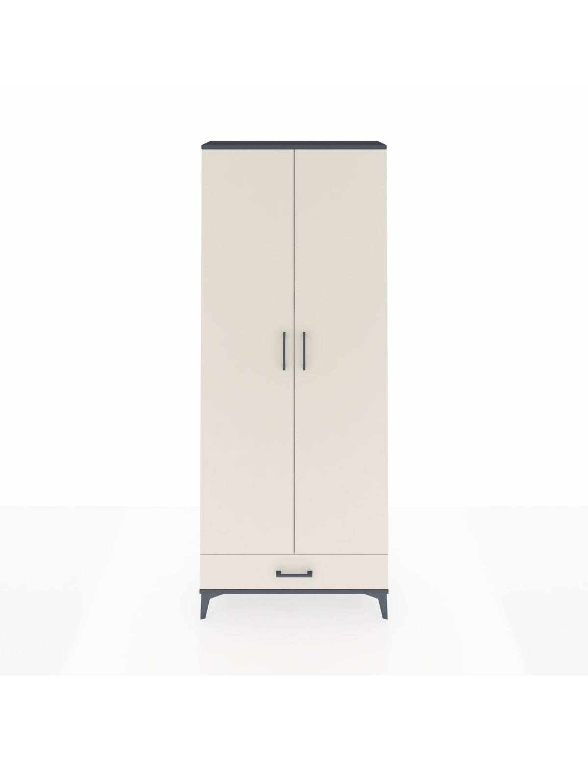 Arges Dolap 5 Raflı Tek Çekmeceli 2 Kapaklı 88x30x221 Antrasit-Aytaşı