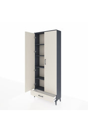 Arges Dolap 5 Raflı Tek Çekmeceli 2 Kapaklı 88x30x221 Antrasit-Aytaşı