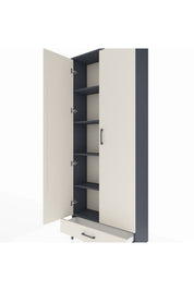 Arges Dolap 5 Raflı Tek Çekmeceli 2 Kapaklı 88x30x221 Antrasit-Aytaşı