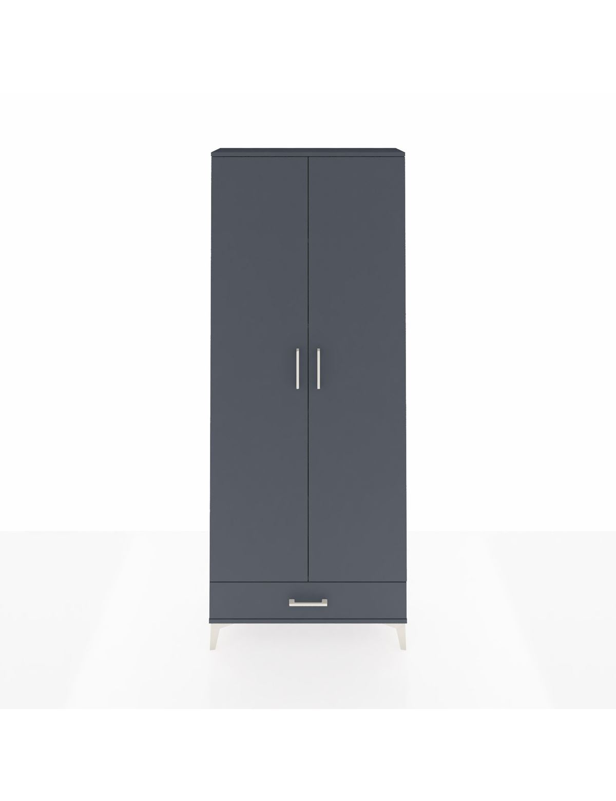 Arges Dolap 5 Raflı Tek Çekmeceli 2 Kapaklı 88x30x221 Antrasit-Antrasit