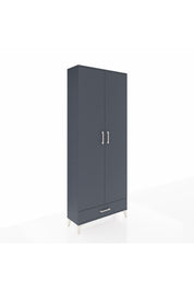 Arges Dolap 5 Raflı Tek Çekmeceli 2 Kapaklı 88x30x221 Antrasit-Antrasit