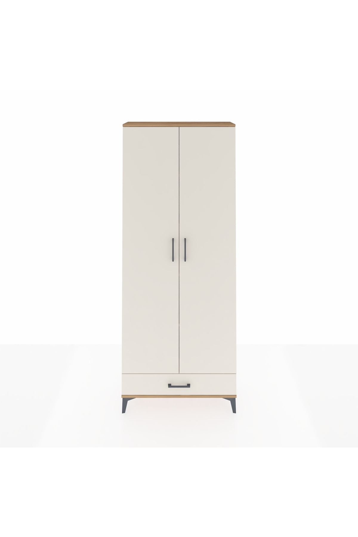 Arges Dolap 5 Raflı Tek Çekmeceli 2 Kapaklı 88x30x221 Çam-Aytaşı