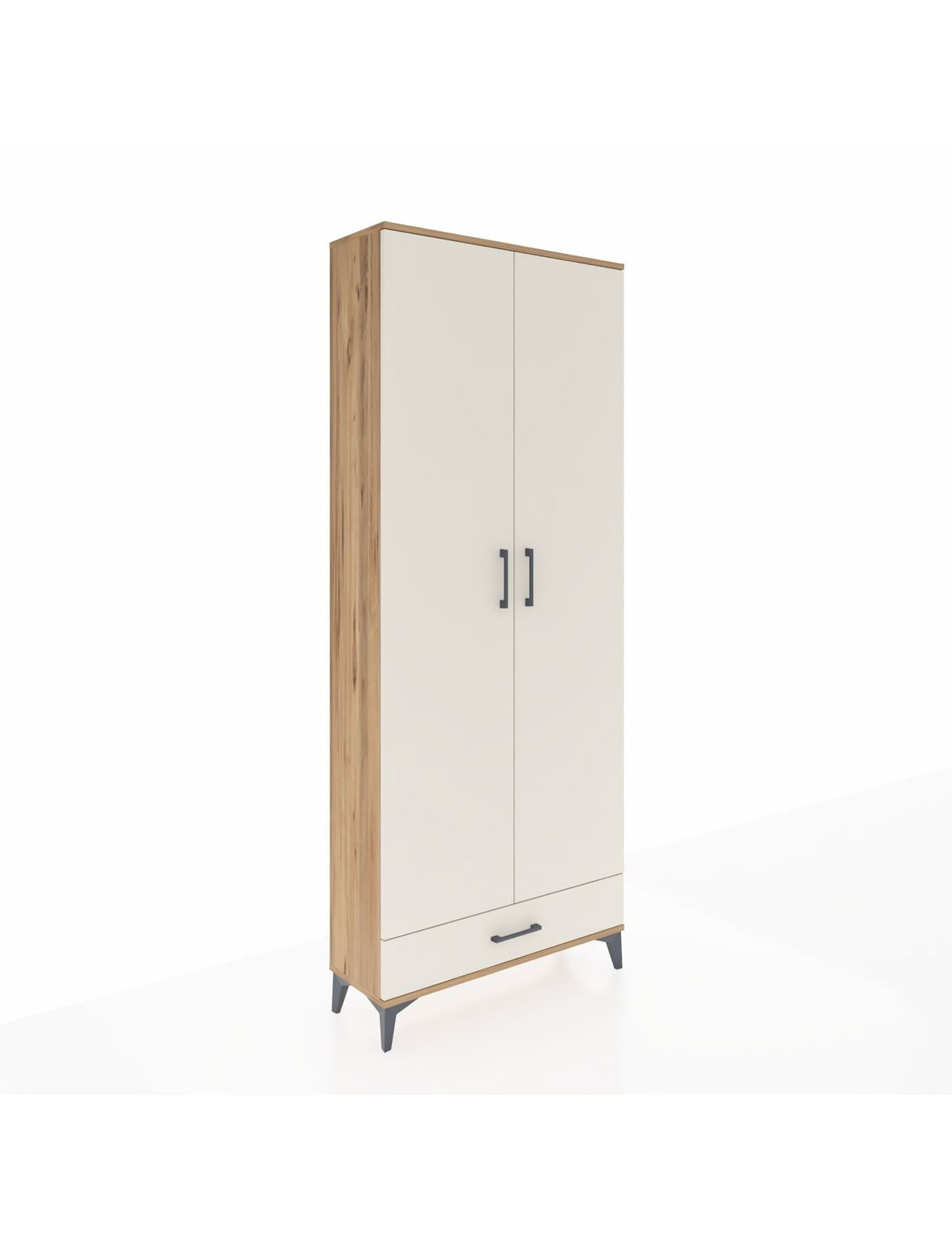 Arges Dolap 5 Raflı Tek Çekmeceli 2 Kapaklı 88x30x221 Çam-Aytaşı