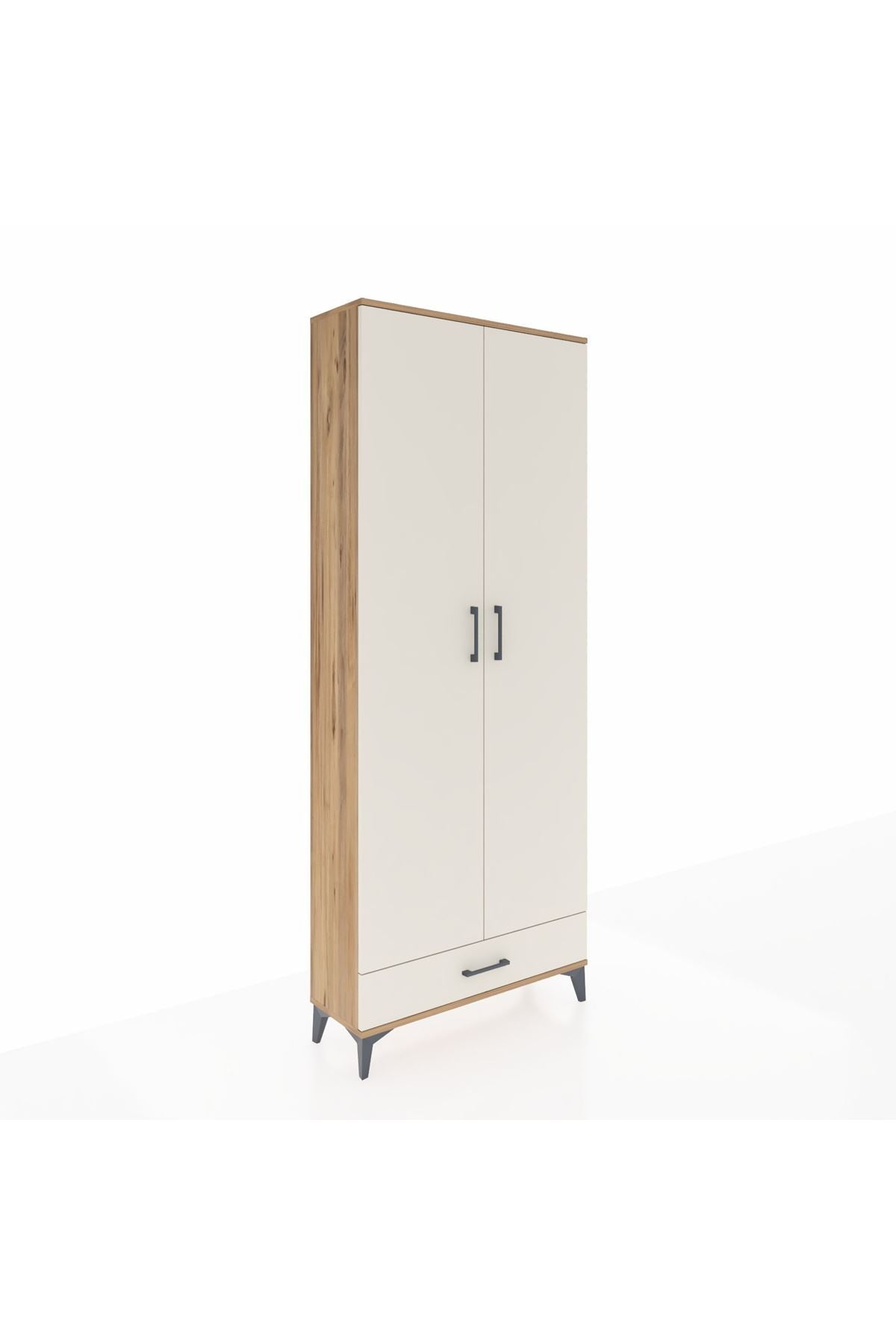 Arges Dolap 5 Raflı Tek Çekmeceli 2 Kapaklı 88x30x221 Çam-Aytaşı