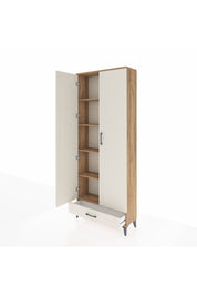 Arges Dolap 5 Raflı Tek Çekmeceli 2 Kapaklı 88x30x221 Çam-Aytaşı