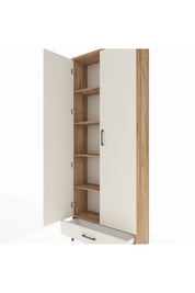 Arges Dolap 5 Raflı Tek Çekmeceli 2 Kapaklı 88x30x221 Çam-Aytaşı