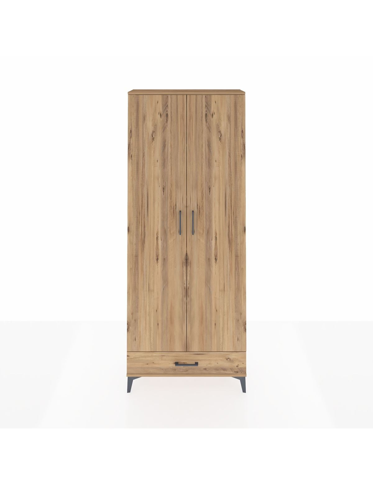 Arges Dolap 5 Raflı Tek Çekmeceli 2 Kapaklı 88x30x221 Çam-Çam