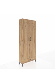 Arges Dolap 5 Raflı Tek Çekmeceli 2 Kapaklı 88x30x221 Çam-Çam