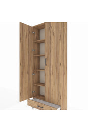 Arges Dolap 5 Raflı Tek Çekmeceli 2 Kapaklı 88x30x221 Çam-Çam
