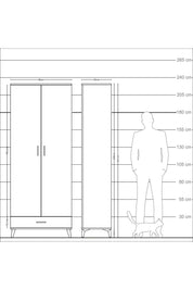 Arges Dolap 5 Raflı Tek Çekmeceli 2 Kapaklı 88x30x221 Çam-Çam