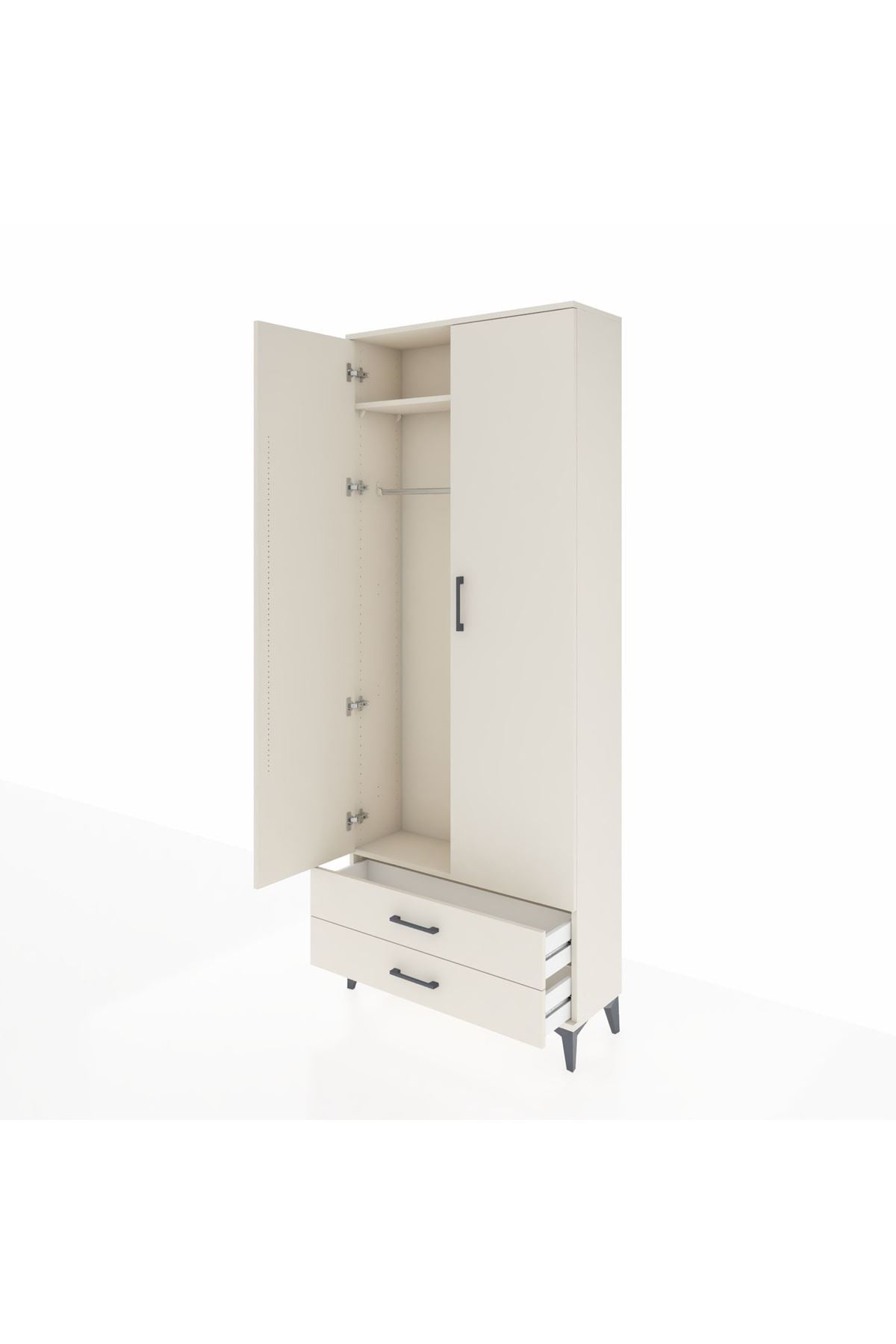 Arges Dolap 2 Raflı 2 Çekmeceli Tek Askılı 88x30x221 Aytaşı-Aytaşı