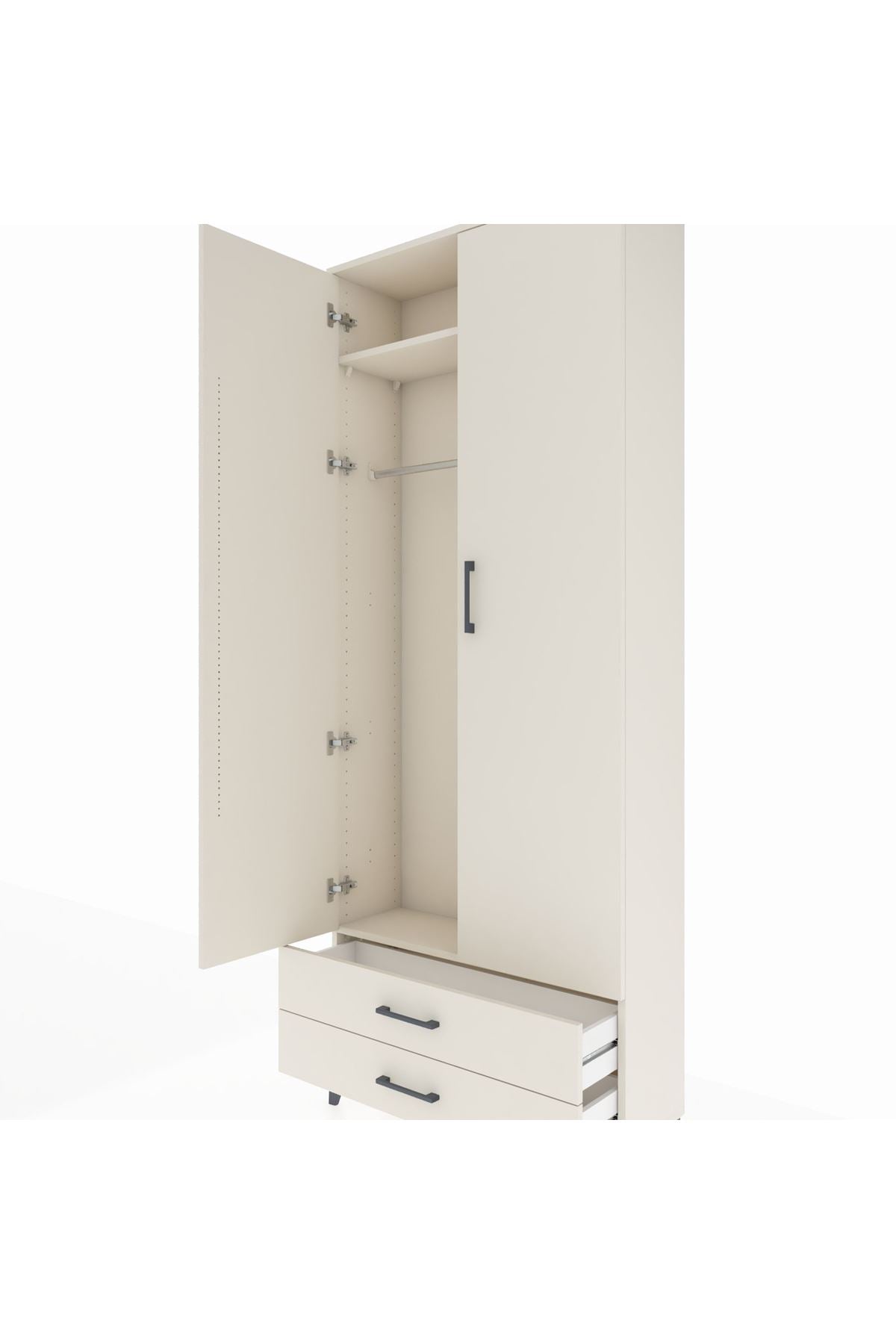 Arges Dolap 2 Raflı 2 Çekmeceli Tek Askılı 88x30x221 Aytaşı-Aytaşı