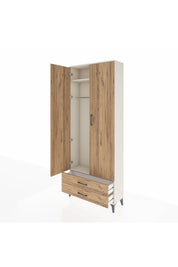 Arges Dolap 2 Raflı 2 Çekmeceli Tek Askılı 88x30x221 Aytaşı-Çam