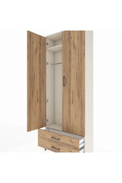 Arges Dolap 2 Raflı 2 Çekmeceli Tek Askılı 88x30x221 Aytaşı-Çam