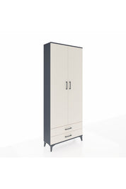 Arges Dolap 2 Raflı 2 Çekmeceli Tek Askılı 88x30x221 Antrasit-Aytaşı