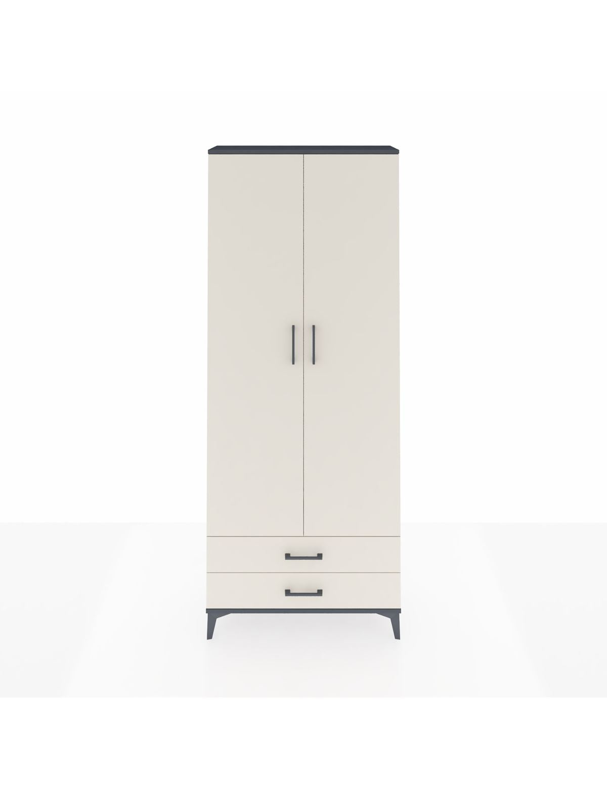 Arges Dolap 2 Raflı 2 Çekmeceli Tek Askılı 88x30x221 Antrasit-Aytaşı