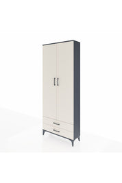Arges Dolap 2 Raflı 2 Çekmeceli Tek Askılı 88x30x221 Antrasit-Aytaşı