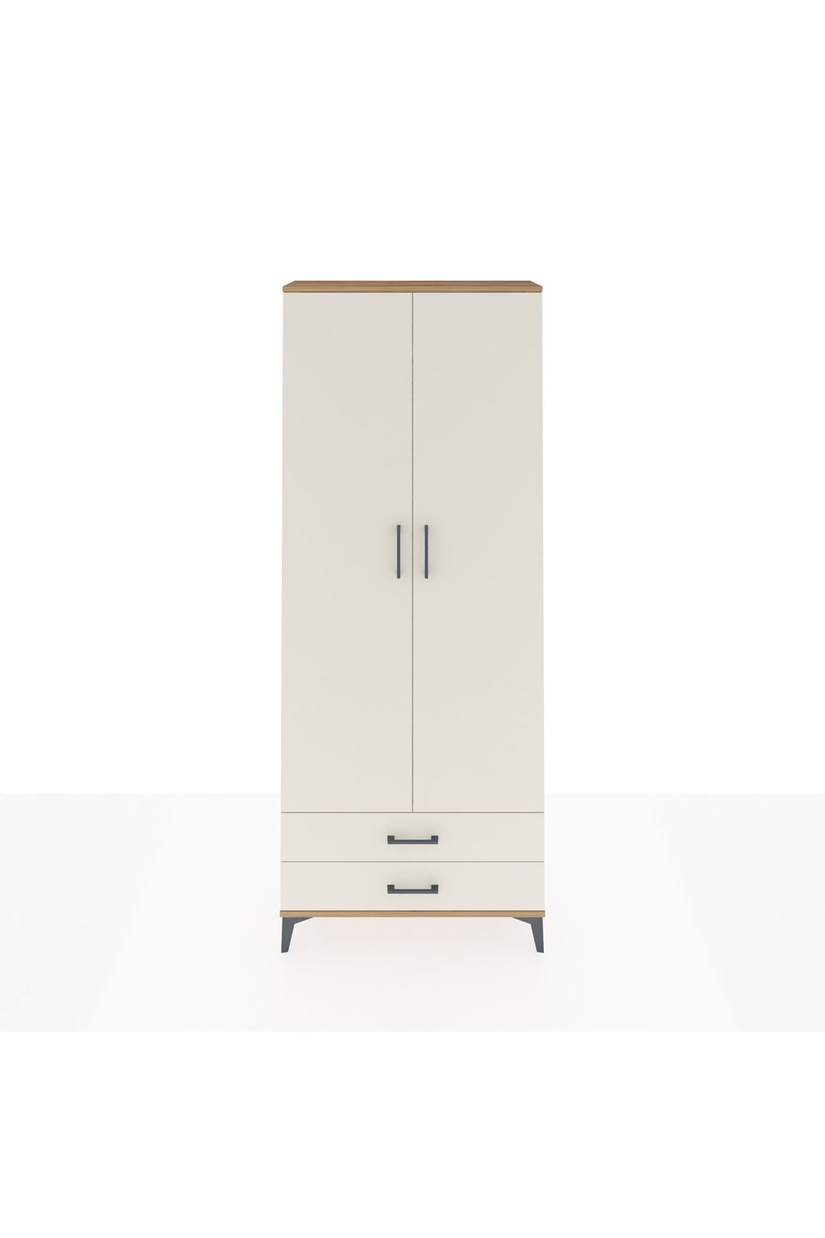 Arges Dolap 2 Raflı 2 Çekmeceli Tek Askılı 88x30x221 Çam-Aytaşı