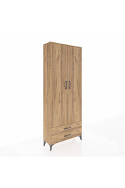 Arges Dolap 2 Raflı 2 Çekmeceli Tek Askılı 88x30x221 Çam-Çam