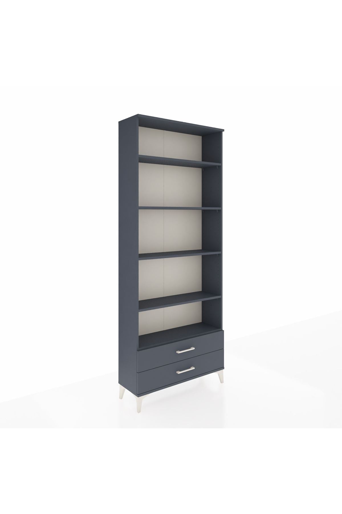 Arges Dolap 5 Raflı 2 Çekmeceli 88x30x221 Antrasit-Antrasit