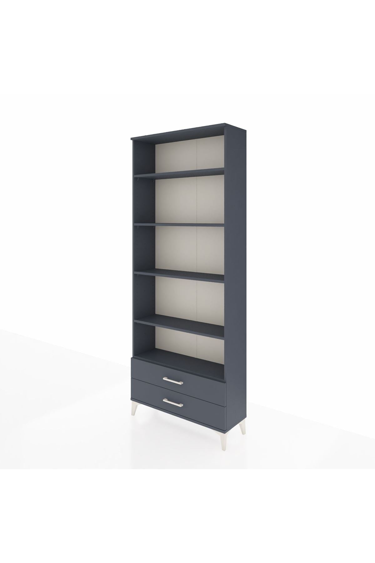 Arges Dolap 5 Raflı 2 Çekmeceli 88x30x221 Antrasit-Antrasit