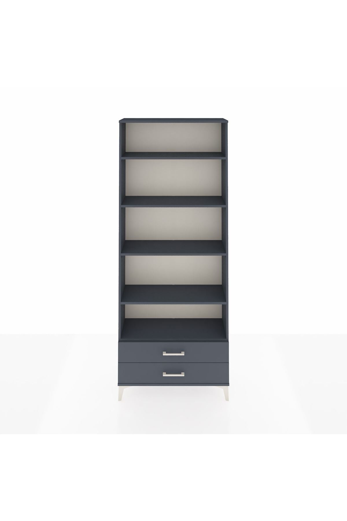 Arges Dolap 5 Raflı 2 Çekmeceli 88x30x221 Antrasit-Antrasit