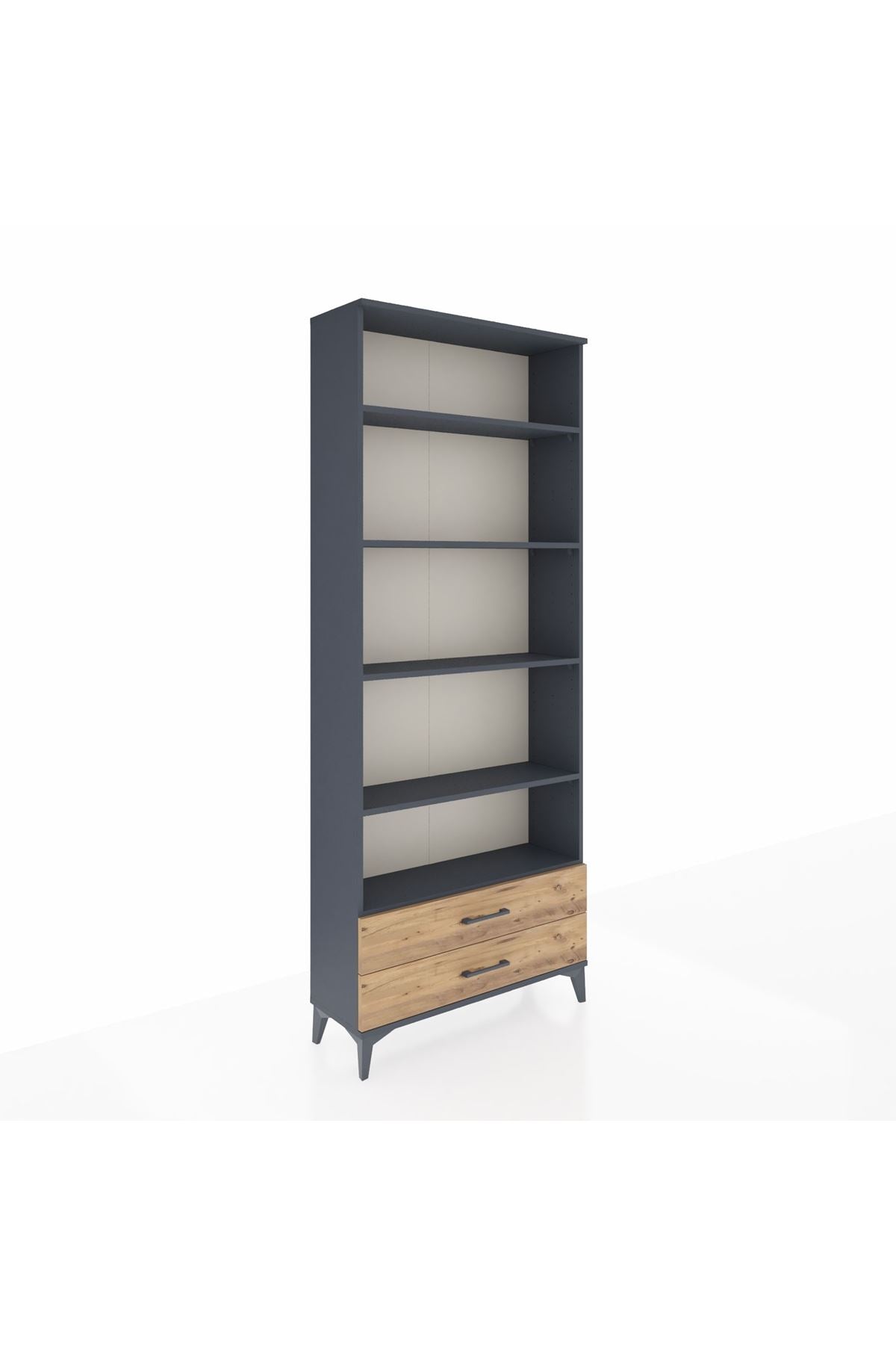 Arges Dolap 5 Raflı 2 Çekmeceli 88x30x221 Antrasit-Çam