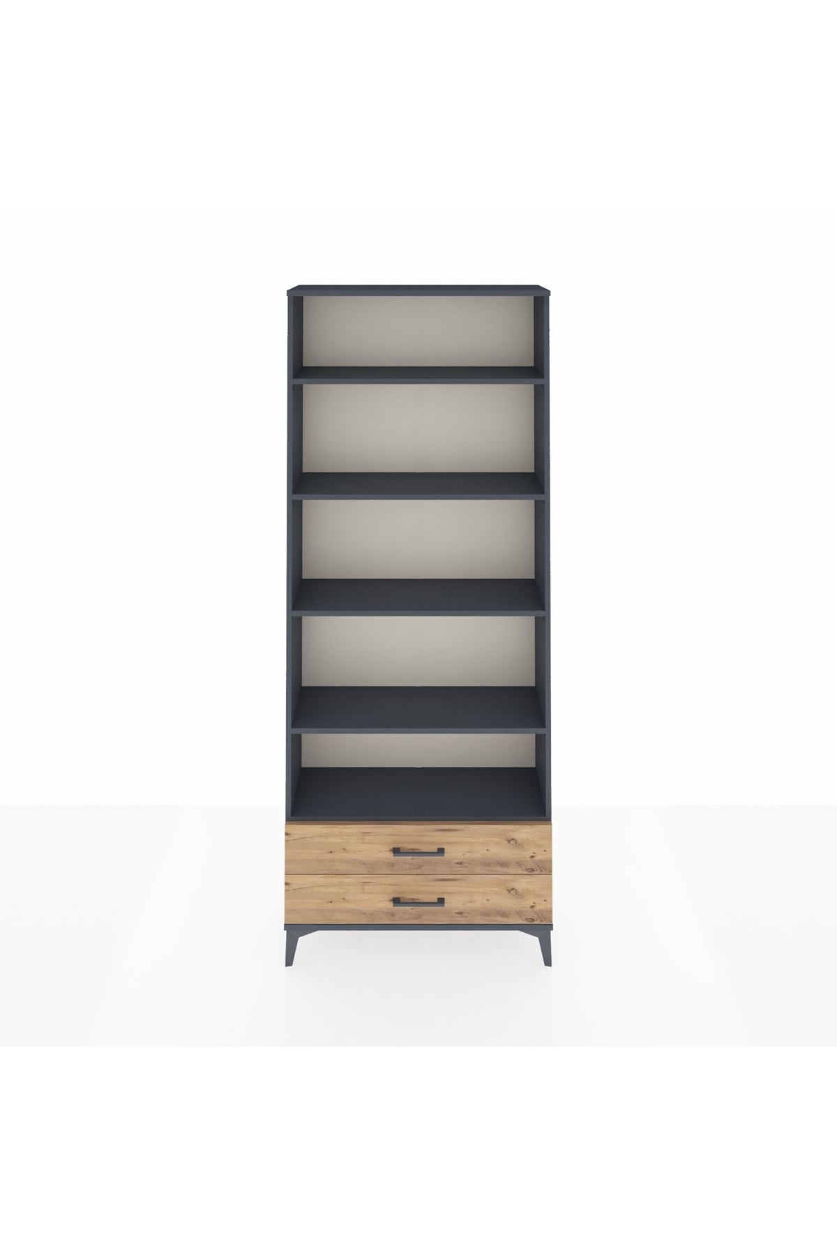 Arges Dolap 5 Raflı 2 Çekmeceli 88x30x221 Antrasit-Çam