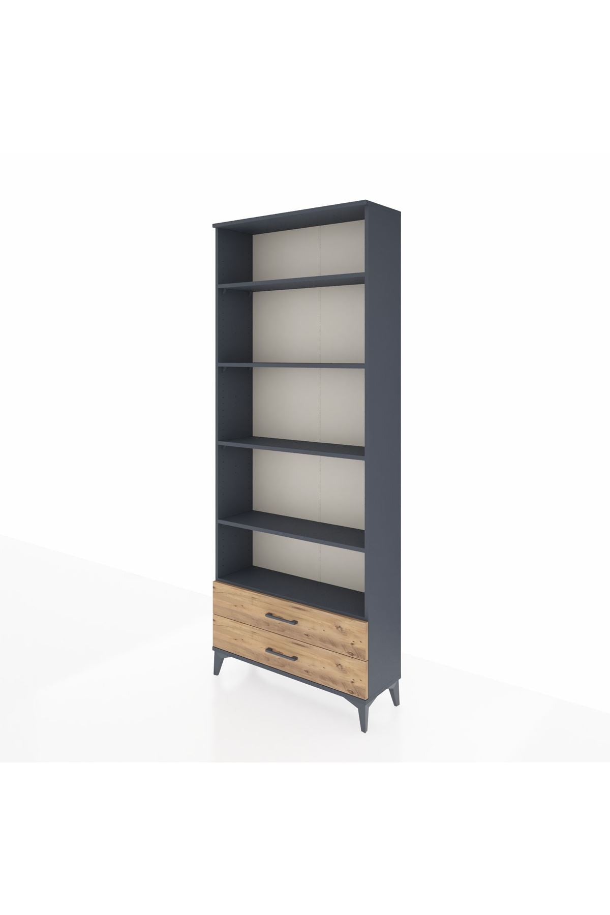 Arges Dolap 5 Raflı 2 Çekmeceli 88x30x221 Antrasit-Çam