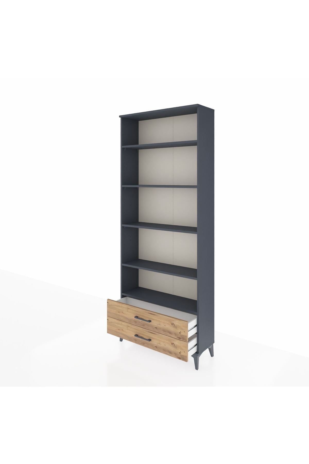 Arges Dolap 5 Raflı 2 Çekmeceli 88x30x221 Antrasit-Çam