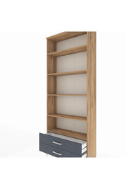 Arges Dolap 5 Raflı 2 Çekmeceli 88x30x221 Çam-Antrasit