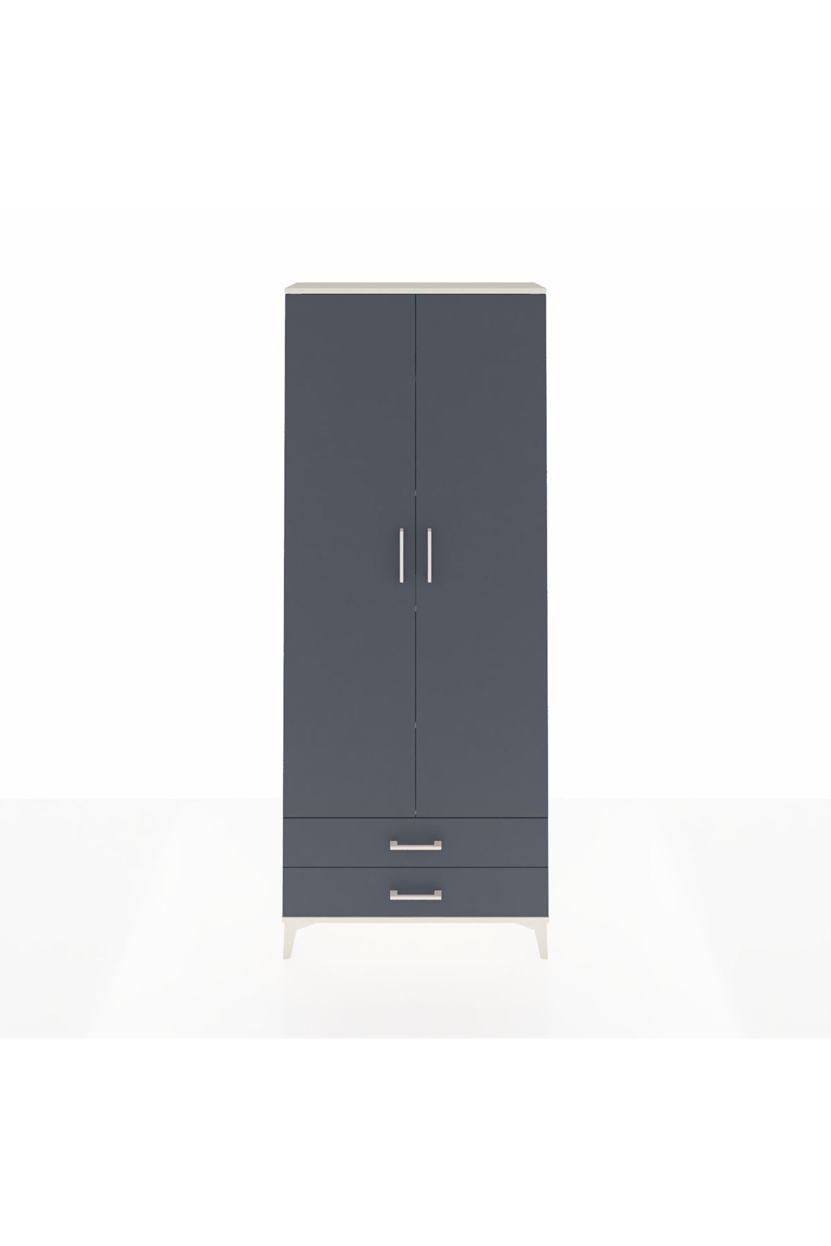 Arges Dolap 5 Raflı 2 Çekmeceli 2 Kapaklı 88x30x221 Aytaşı-Antrasit