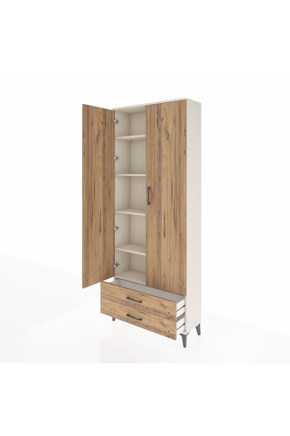 Arges Dolap 5 Raflı 2 Çekmeceli 2 Kapaklı 88x30x221 Aytaşı-Çam