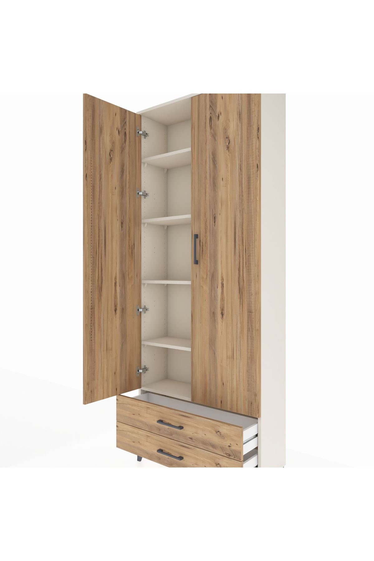 Arges Dolap 5 Raflı 2 Çekmeceli 2 Kapaklı 88x30x221 Aytaşı-Çam