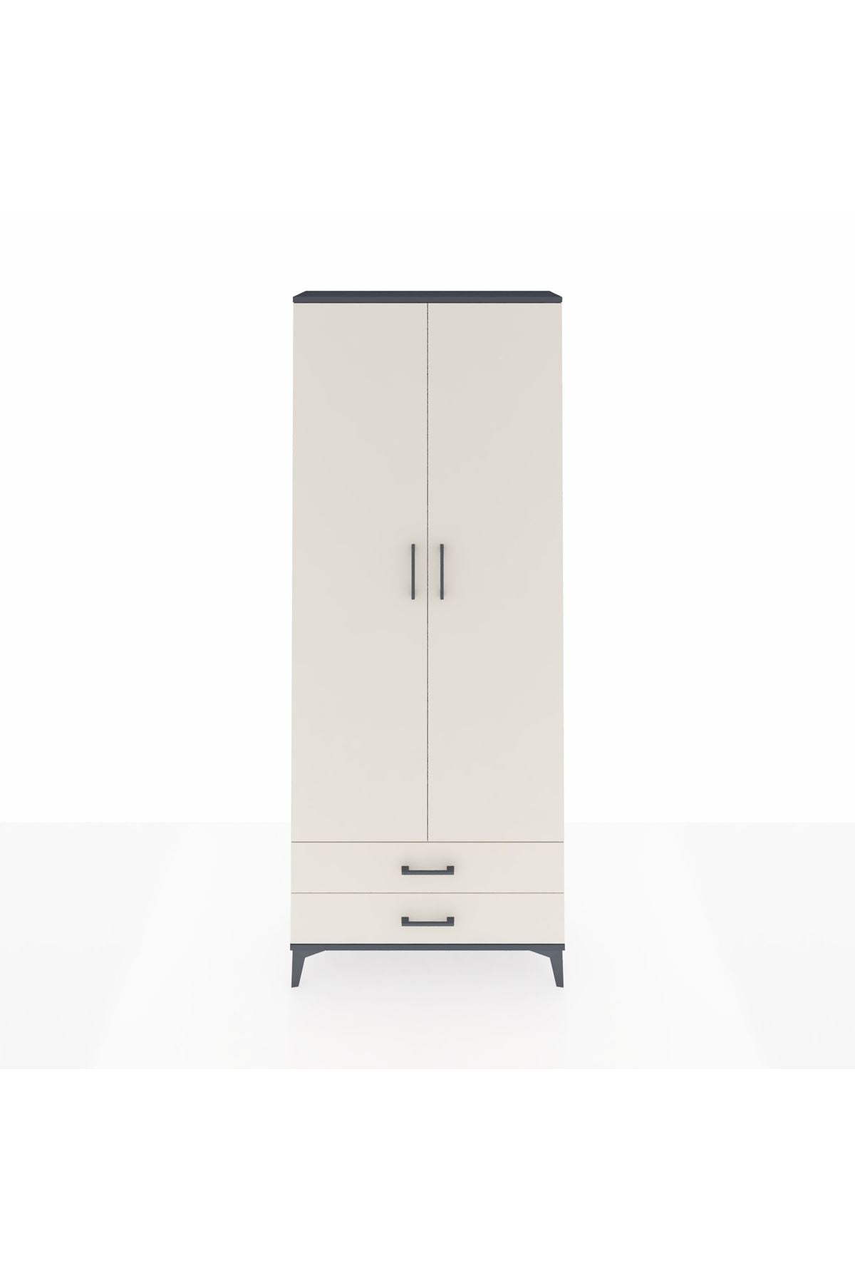 Arges Dolap 5 Raflı 2 Çekmeceli 2 Kapaklı 88x30x221 Antrasit-Aytaşı