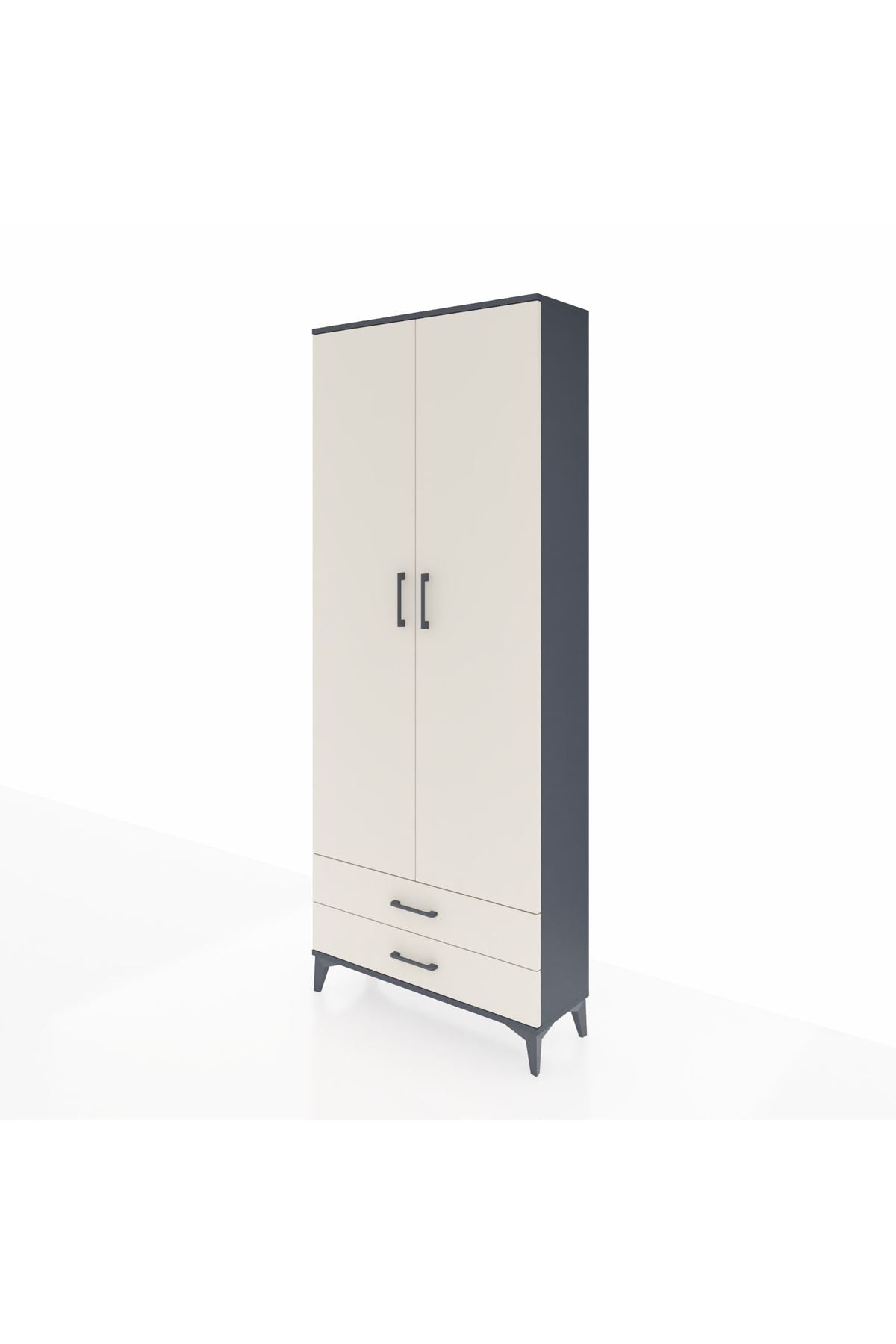 Arges Dolap 5 Raflı 2 Çekmeceli 2 Kapaklı 88x30x221 Antrasit-Aytaşı