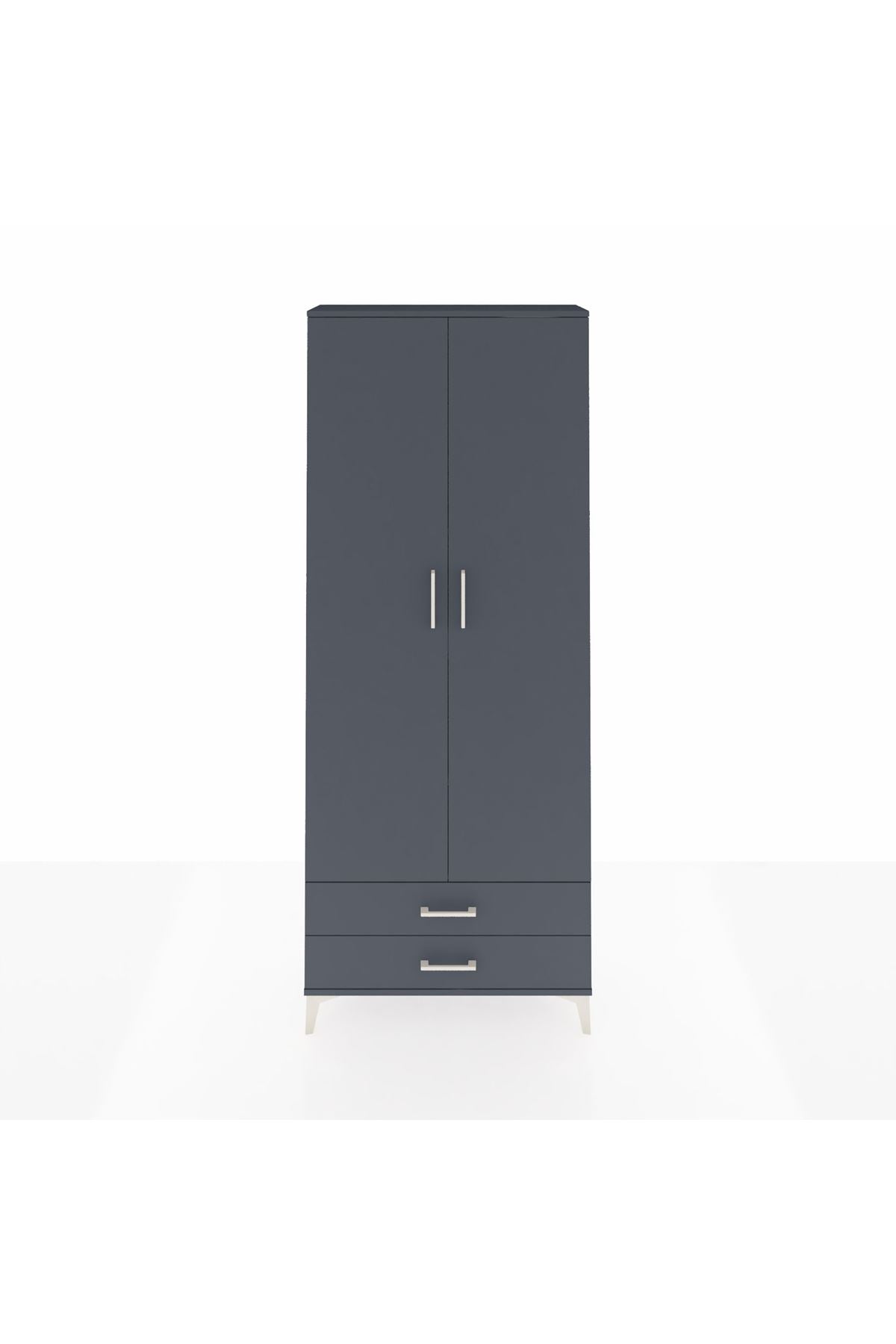 Arges Dolap 5 Raflı 2 Çekmeceli 2 Kapaklı 88x30x221 Antrasit-Antrasit