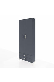 Arges Dolap 5 Raflı 2 Çekmeceli 2 Kapaklı 88x30x221 Antrasit-Antrasit