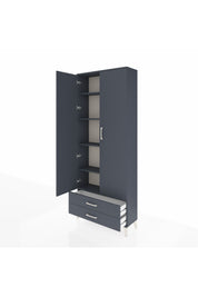 Arges Dolap 5 Raflı 2 Çekmeceli 2 Kapaklı 88x30x221 Antrasit-Antrasit